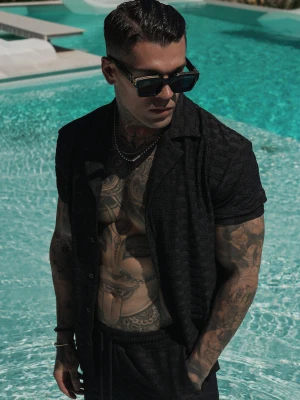 SikSilk Męska Czarna Koszulka z Frotte