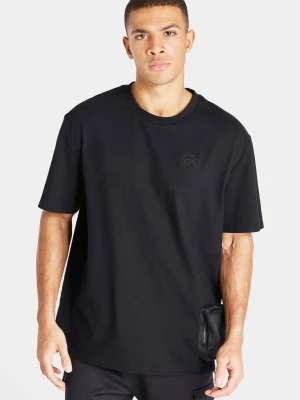 SikSilk Męska Czarna Koszulka z Kieszenią Oversized