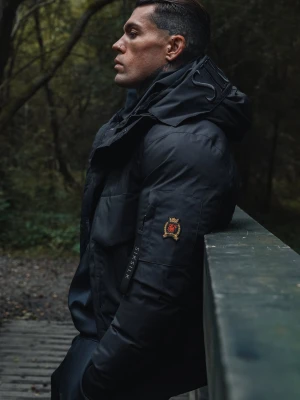 SikSilk Męska Czarna Kurtka Bomber z Kapturem