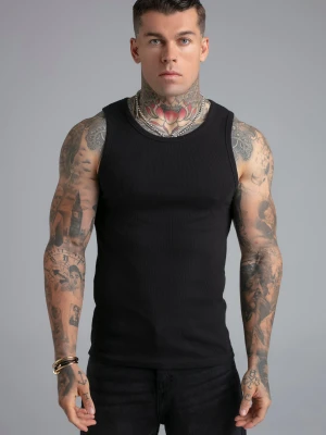 SikSilk Męska Czarna Żebrowana Kamizelka