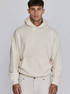 SikSilk Męska Ecru Bluza z Kapturem z Aplikacją