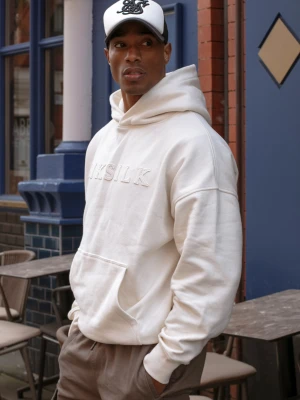 SikSilk Męska Ecru Bluza z Kapturem z Aplikacją