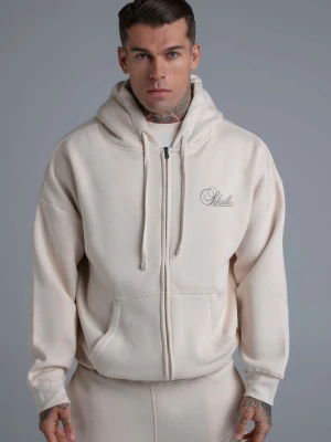 SikSilk Męska Ecru Essentials Bluza z Pełnym Zamkiem