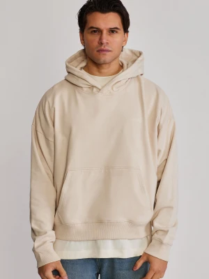 SikSilk Męska Ecru Graficzna Bluza z Kapturem