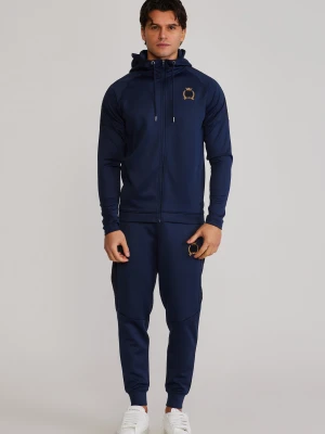 SikSilk Męska Granatowa Bluza z Kapturem i Spodnie Dresowe Zestaw