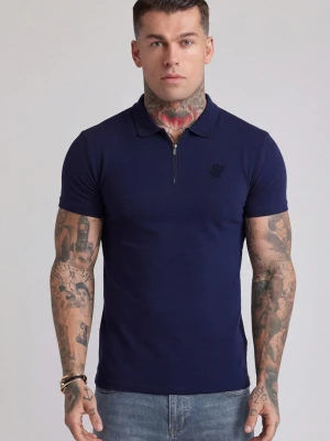Zdjęcie produktu SikSilk Męska Granatowa Koszulka Polo z Zamkiem Błyskawicznym T-Shirt