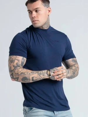 Zdjęcie produktu SikSilk Męska Granatowa Koszulka z Wysokim Kołnierzem