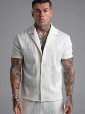 SikSilk Męska Koszula Ecru Teksturowana