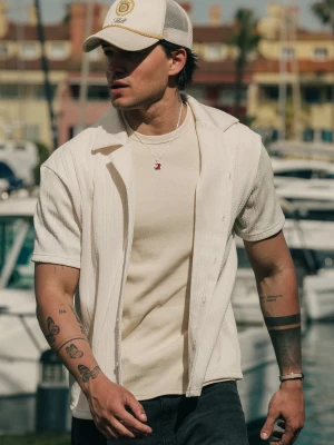 SikSilk Męska Koszula Ecru Teksturowana