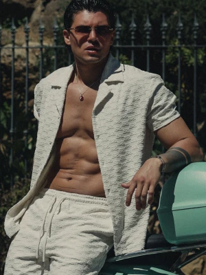 SikSilk Męska Koszulka Ecru z Frotte