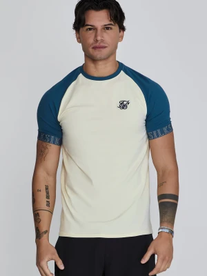 SikSilk Męska Koszulka Techniczna w Kolorze Ecru Niebieskim