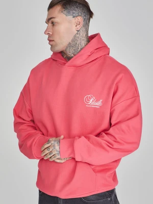 SikSilk Męska Różowa Bluza z Kapturem z Grafiką