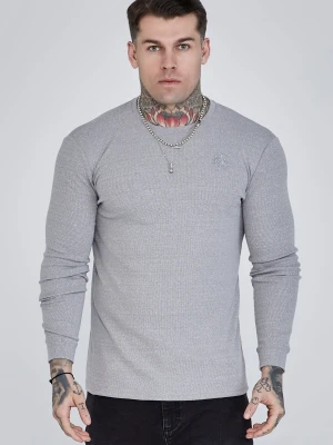 SikSilk Męska Szara Długa Koszulka z Długim Rękawem