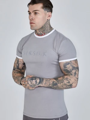 SikSilk Męska Szara Koszulka z Obrąbkiem