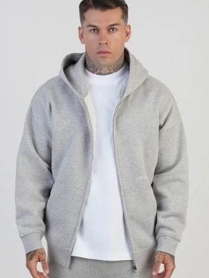 SikSilk Męska Szara Melange Graficzna Bluza z Pełnym Zamkiem