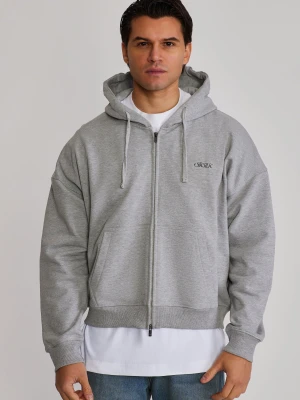 SikSilk Męska Szara Melange Graficzna Bluza z Pełnym Zamkiem