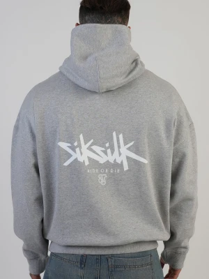 SikSilk Męska Szara Melanzowa Graficzna Bluza z Kapturem
