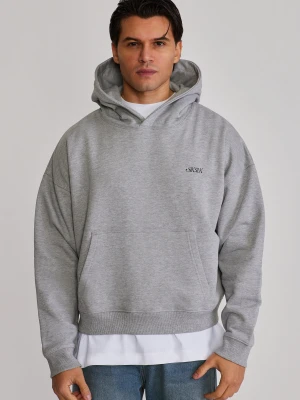 SikSilk Męska Szara Melanzowa Graficzna Bluza z Kapturem