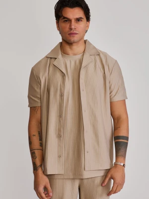 SikSilk Męska Szara Plisowana Koszula