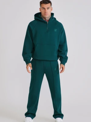 SikSilk Męska Turkusowa Bluza z Kapturem na Ćwierć Zamek i Spodnie Dresowe Zestaw Teal