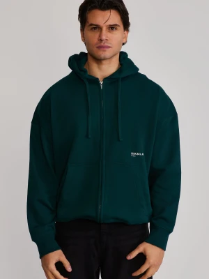 SikSilk Męska Zielona Graficzna Bluza z Pełnym Zamkiem i Kapturem