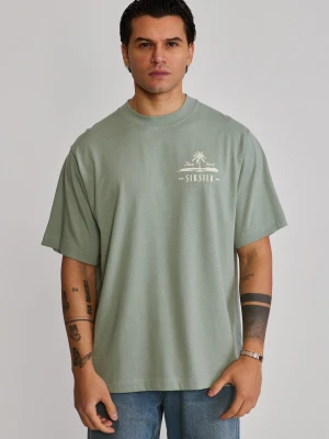 Zdjęcie produktu SikSilk Męska Zielona Graficzna Koszulka T-shirt