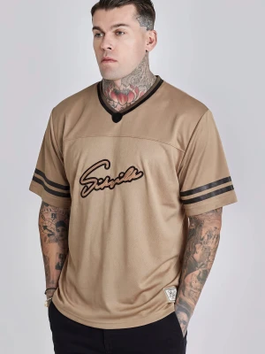 SikSilk Męski Beżowy Futbolowy T-shirt