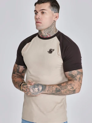 SikSilk Męski Beżowy i Brązowy T-Shirt Raglan