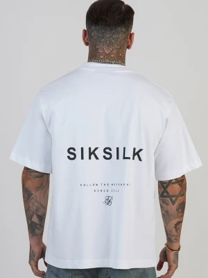 SikSilk Męski Biały Graficzny T-Shirt
