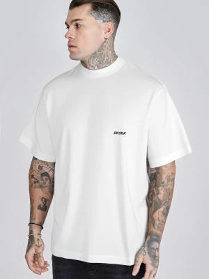 SikSilk Męski Biały Graficzny T-Shirt