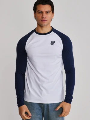 SikSilk Męski Biały, Granatowy LS Muscle Fit T-Shirt