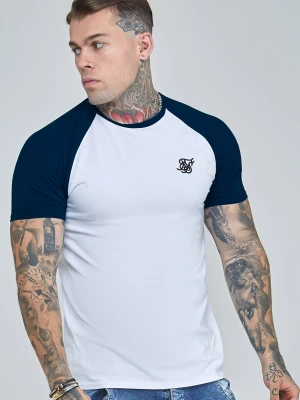 Zdjęcie produktu SikSilk Męski Biały, Granatowy Raglan T-Shirt