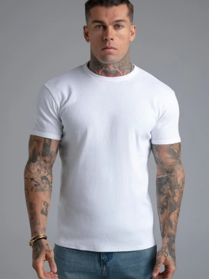 SikSilk Męski Biały Muscle Fit T-Shirt