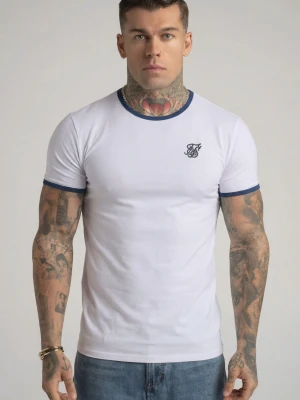 Zdjęcie produktu SikSilk Męski Biały, Niebieski Ringer T-Shirt