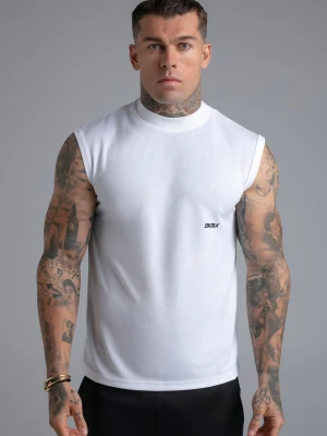 SikSilk Męski Biały T-Shirt Bez Rękawów
