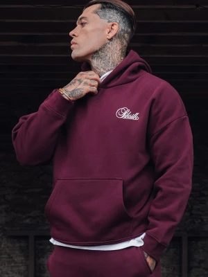 SikSilk Męski Bordowy Essentials Bluza z kapturem