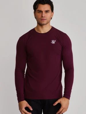 SikSilk Męski Bordowy Essentials LS T-Shirt
