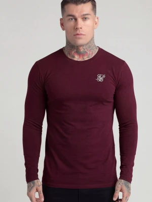 SikSilk Męski Bordowy Essentials LS T-Shirt