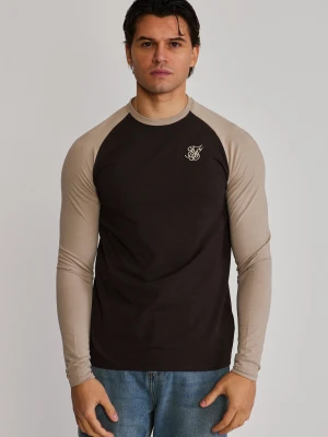 SikSilk Męski Brązowy, Kamienny LS Muscle Fit T-Shirt