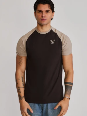 SikSilk Męski Brązowy, Kamienny Raglan T-Shirt