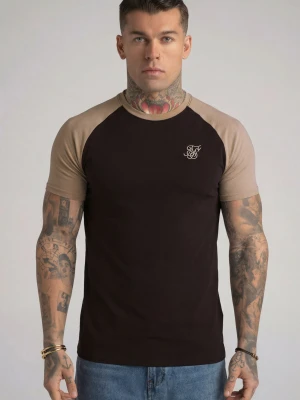 SikSilk Męski Brązowy, Kamienny Raglan T-Shirt