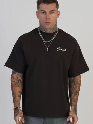 SikSilk Męski Brązowy Sygnaturowy T-Shirt