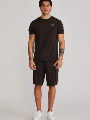 SikSilk Męski Brązowy T-Shirt i Spodenki Zestaw