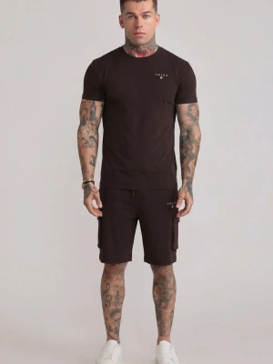 SikSilk Męski Brązowy T-Shirt i Spodenki Zestaw