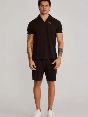 SikSilk Męski Brązowy Zestaw Koszulka Polo i Spodenki