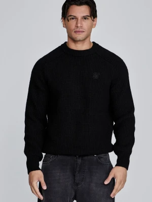 SikSilk Męski Czarny Dziany Sweter