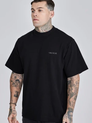 SikSilk Męski Czarny Graficzny T-Shirt
