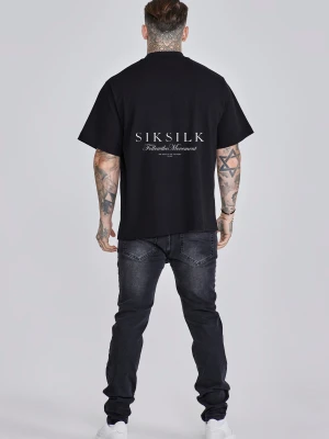 SikSilk Męski Czarny Graficzny T-Shirt