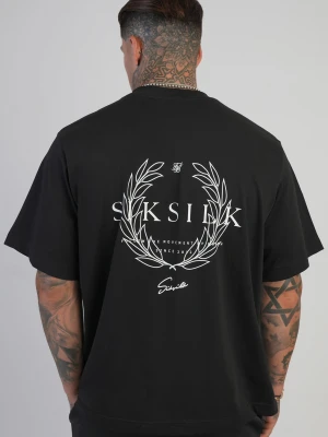 SikSilk Męski Czarny Graficzny T-Shirt