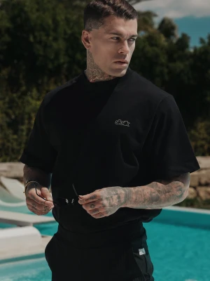 Zdjęcie produktu SikSilk Męski Czarny Graficzny T-Shirt